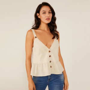 Vara Devep V Fete Sexy fără mâneci Top Fashion Design Bluză albă fără mâneci Lady Bluză