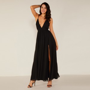 Rochie maxi de seară de înaltă calitate, de înaltă nuanță, șifon, rochie elegantă elegantă