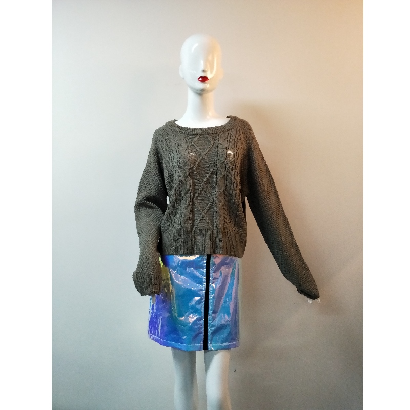 GREY CABLE SWEATER RLWS0053F