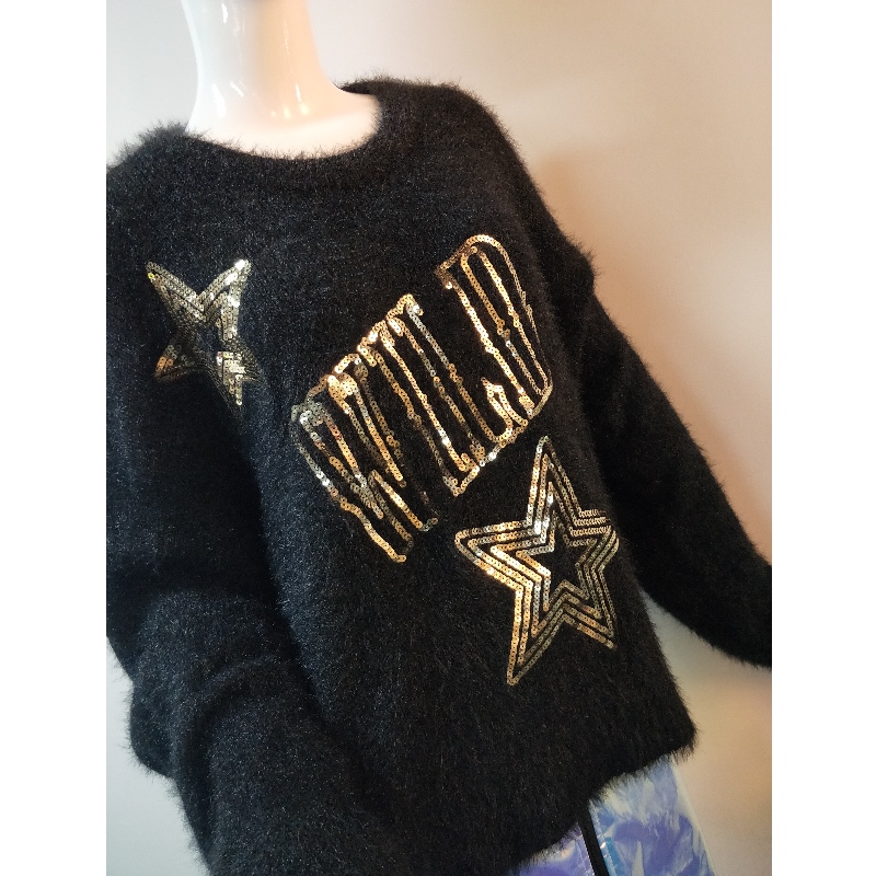 BLACK STAR-PRINT SWEATER RLWS00056F