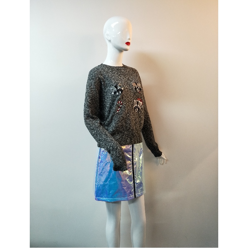 GREY CARTON-PRINT SWEATER RLWS00060F