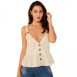 Vara Deep V Fete Sexy fără mâneci Top Fashion Design Bluză albă fără mâneci Lady Blouse Lady