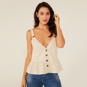 Vara Deep V Fete Sexy fără mâneci Top Fashion Design Bluză albă fără mâneci Lady Blouse Lady