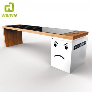 Bancă din oțel pentru grădină inteligentă cu energie solară cu încărcător USB și telefon fără fir