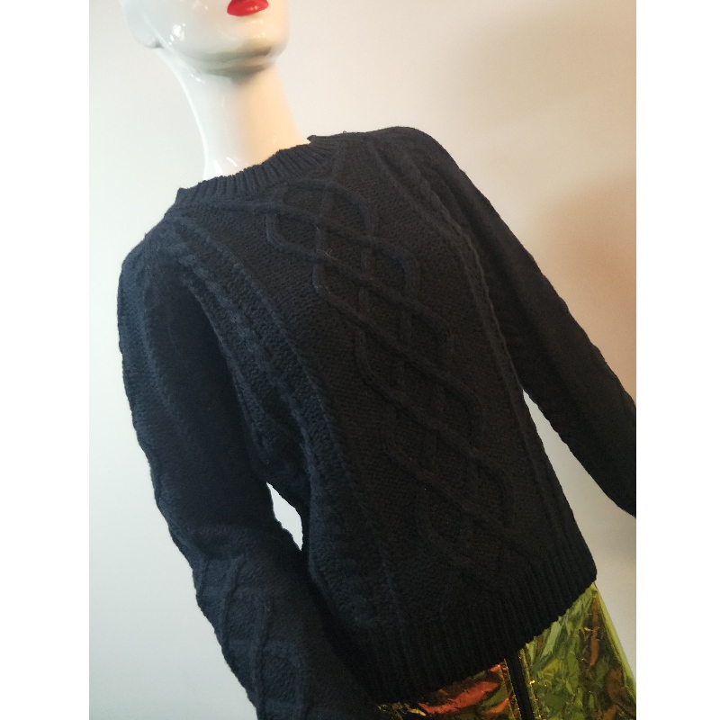 BLACK STITCH CABLE SWEATER RLWS0069F