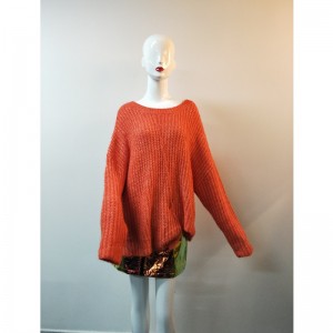 ORANGE IRREGULAR-HEM SWEATER RLWS00074F