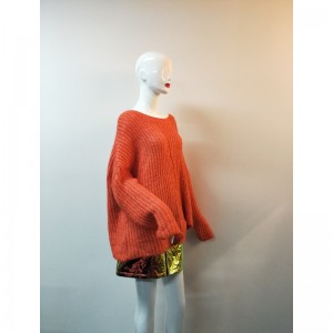 ORANGE IRREGULAR-HEM SWEATER RLWS00074F