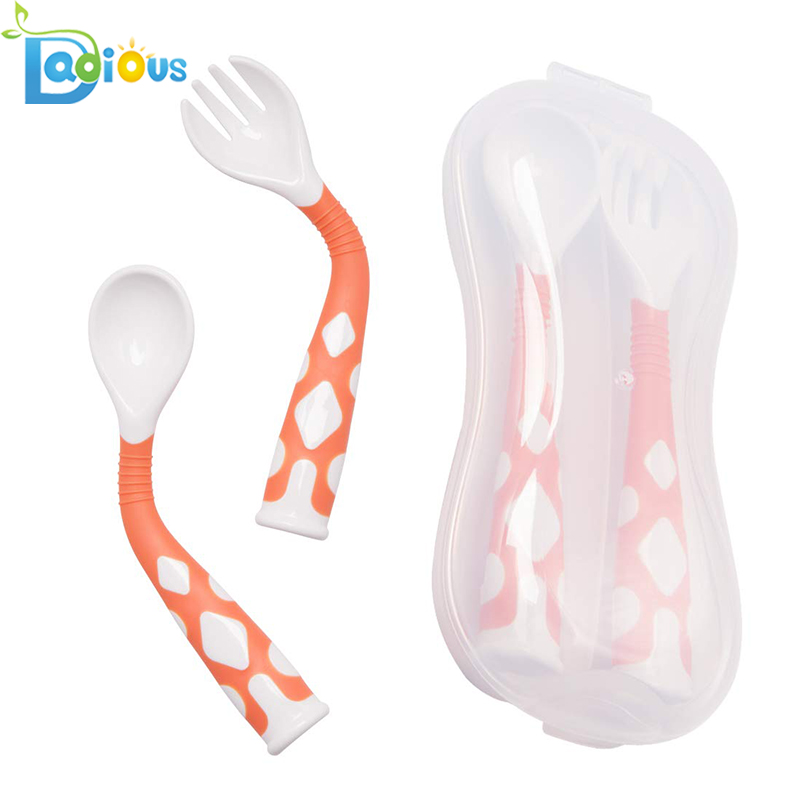 Rotund și Smooth Toddler Pentru a merge ustensile de călătorie Baby Fork Toddler Lingurițe și furculițe