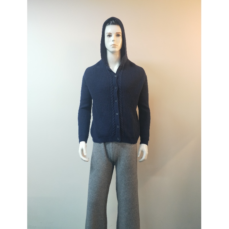 NAVY HOLDED CARDIGAN RLMS0079F