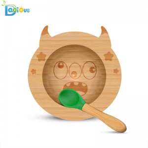 Proiectare nouă Bamboo Bamboo Vesela pentru copii Bamboo Baby Plate Non-toxice Bambus aspirație Baby Plate