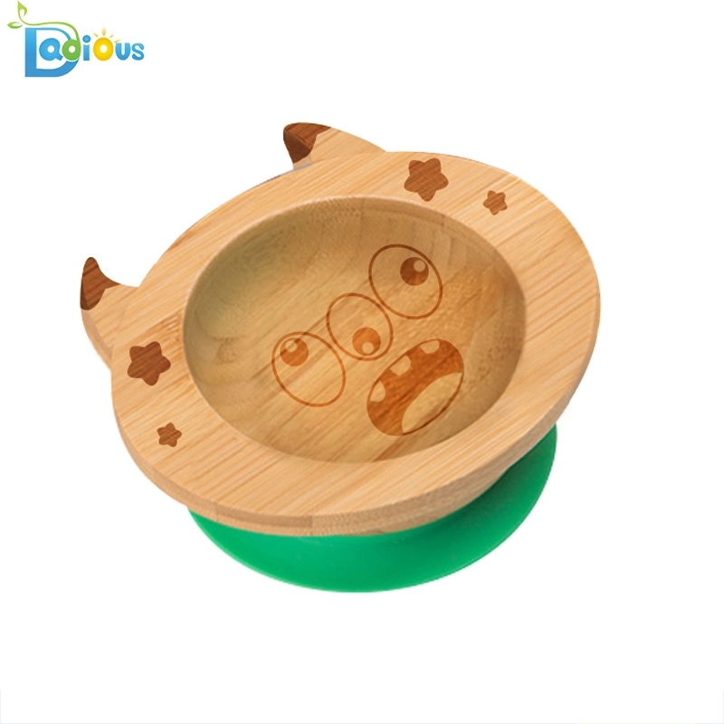 Proiectare nouă Bamboo Bamboo Vesela pentru copii Bamboo Baby Plate Non-toxice Bambus aspirație Baby Plate