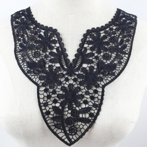 Elegant Womens DIY Negru Floral Lace Colier Aplicare Collar Fabric pentru rochie