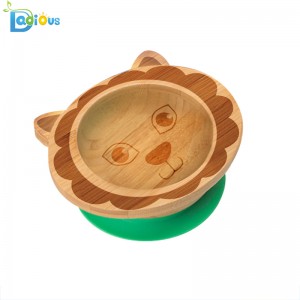Logo-ul personalizat ramaneti Placi de aspiratie pentru copiii mici Bamboo Baby Plate de aspiratie BPA Baby Bamboo Baby Plate