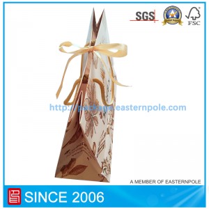 Pungă de hârtie de lux pentru ambalarea lumanarilor cu închidere cu panglică