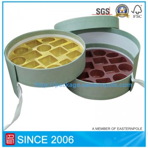 Caseta de ciocolată rotundă rigidă de lux, cu straturi duble