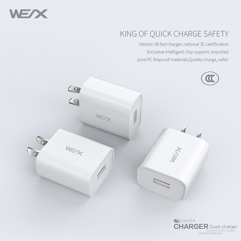 WEX -V8 încărcător cu perete unic port 65292; încărcător cu usb