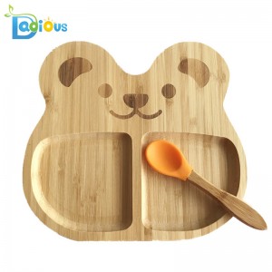 Eco-Friendly reutilizabile Ieftine Bamboo Kids placi Bomboane Toddler Bomboane Lămpi de silicon de aspirare din lemn