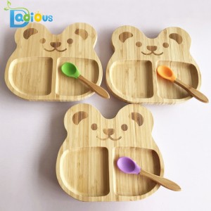 Eco-Friendly reutilizabile Ieftine Bamboo Kids placi Bomboane Toddler Bomboane Lămpi de silicon de aspirare din lemn