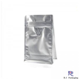 Platformă de sac plat de argint și kraft cu supapă pentru cafea