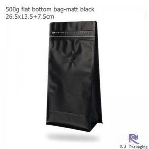 Platformă de sac plat de argint și kraft cu supapă pentru cafea