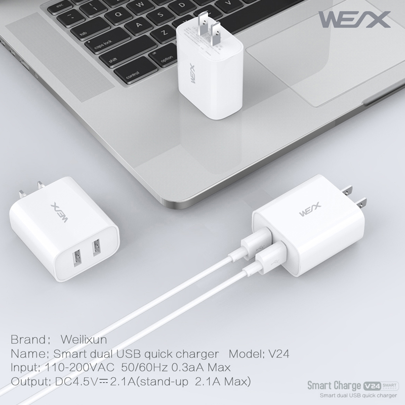 WEX V24 încărcător de perete, încărcător USB, încărcător rapid, încărcător dublu port