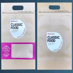 Geantă de fermoar de imprimare personalizată de înaltă calitate pentru ambalarea alimentelor cu mâner