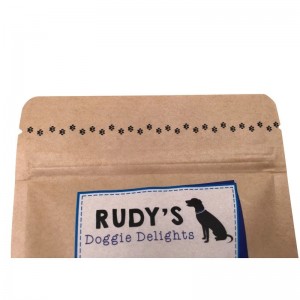 Laminarea cu fermoar kraft hârtie ridică pungi cu fereastră pentru tratamente câine