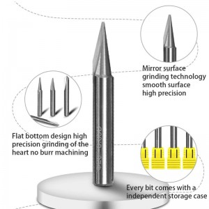 Bits de gravare, 2 flaute Drept CNC V-bit 1/4 inch Marking Shank Instrument de conector gravare conică pentru oțel din aluminiu MDF MDF