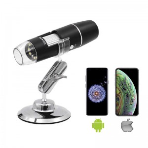 Microscop digital wireless 50X până la 1000X, 8 endoscopuri de mărire cu LED-uri cu casetă de transport și suport metalic, compatibil pentru Android Windows 7 8 10 Linux Mac