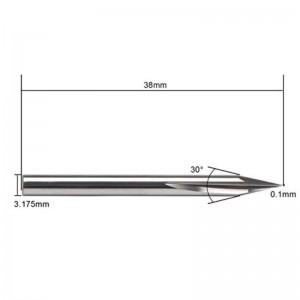 Bit de gravare metalică, EnPoint Carbură de 30 de grade V de 30 de grade V Formă conică de tip bule de gravare CNC cu caneluri cu 2 flauturi caneluri de 1/8 \"3.175mm Cerneluri de 0.1 mm Marcaj în vârf conic V-bit pentru alamă din...