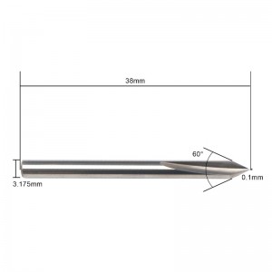 Bit de 60 de grade V, EnPoint Metal Bit Gravură Carbură Dură Tip con de tip Bone de gravare CNC cu 2-flaut 1/8 \