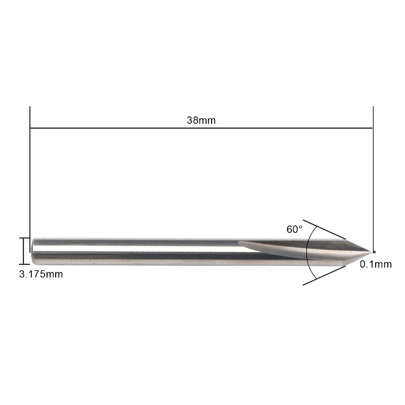 Bit de 60 de grade V, EnPoint Metal Bit Gravură Carbură Dură Tip con de tip Bone de gravare CNC cu 2-flaut 1/8 