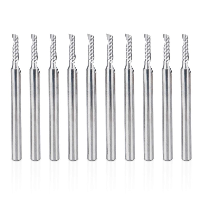 Bucăți de router CNC, șurub de șurub cu șurub de șurub de 1/8 ”, 1 set de freze de fluturi Cutter de frezare 2mm Tăiere cu un singur flaut Instrument de gravare din oțel cu wolfram 8mm CEL, 38.5mm OAL pentru MDF Acrilic PVC