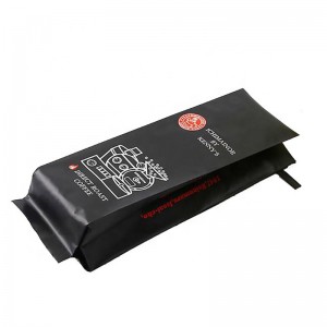 gusset lateral cravată de staniu finisat mat pe ambalajul supapelor de cafea