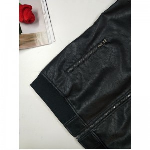 Jacheta PU de culoare neagră pentru bărbați RLMPJ0002