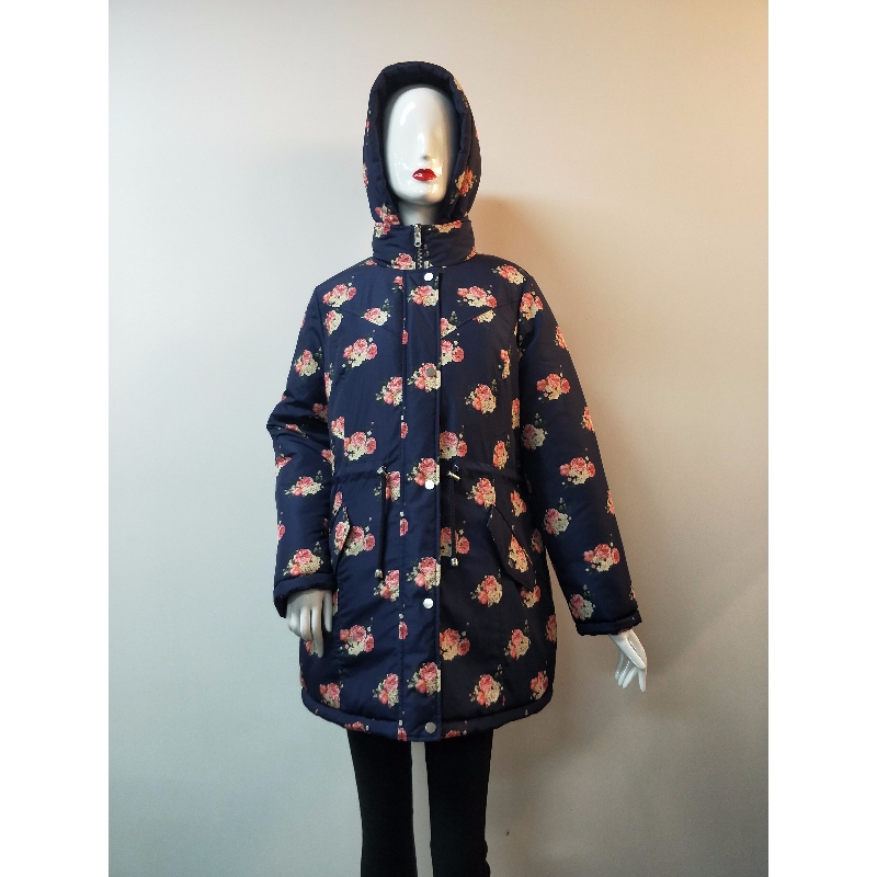 LADIES 'NAVY FLOWER IMPRIMĂ PUFFER RLWPC0003