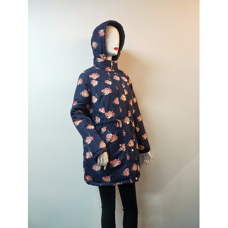 LADIES 'NAVY FLOWER IMPRIMĂ PUFFER RLWPC0003