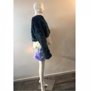 LADIES 'NAVY SHORT FUR COAT RLWF0005