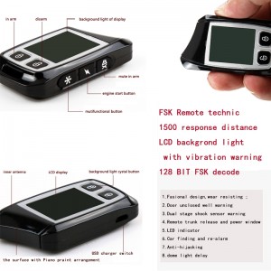 dispozitiv de prindere a codului auto, cu două emițători LCD FSK, alarmă automobilă de 500 m