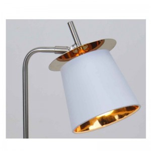 Lampa de masă cu nuanță de țesătură și foaie de decor