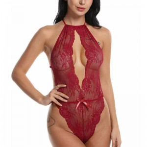 Lenjerie sexy pentru femei Teddy One Piece Dantelă Babydoll Costum de trandafiri