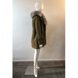 LADIES 'KHAKI FUR-COLLAR Coat RLWPC0033