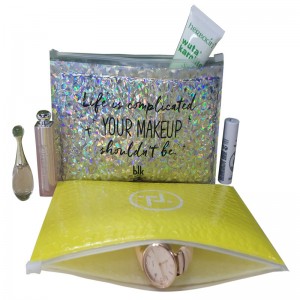 Dimensiune personalizată moda impermeabilă cu închidere cu fermoar film cu pungă cu bule / laser anti-șoc machiaj / cadou cu bule cu fermoar