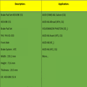 Seturi de frână (OE: 4E0698151K)