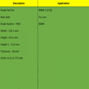 Seturi de frână (OE: 34 21 6 775 346)