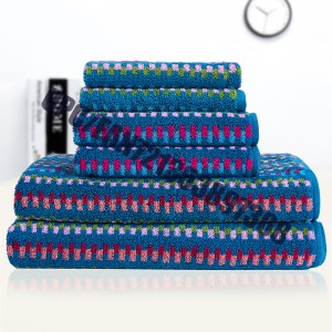 JMD TEXTILE Quick-100% bumbac, broderie cu ursuleț mic, Set de prosoape de baie cu vopsea multicolor, set de 6 prosoape (albastru)