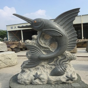 Sculptură și sculpturi din piatră rechinilor dinozainilor la scară largă Lucrări de mână naturale pure