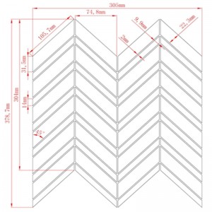 Mozaic de perete de marmură din lemn de marmură, chevron, finisat cu carrara bianco