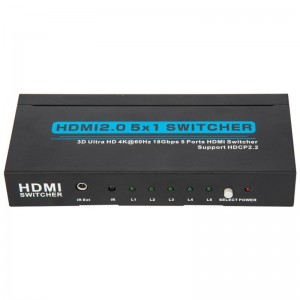 V2.0 HDMI Switch 5x1 Suport 3D Ultra HD 4Kx2K @ 60Hz HDCP2.2