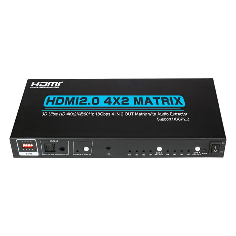 V2.0 HDMI 4x2 Matrix Support Ultra HD 4Kx2K @ 60Hz HDCP2.2 18 Gbps cu Extractor audio